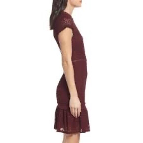 Foxiedox Ellie Lace Fit and Flare Mini Dress Burgundy Women XL NWT Ruffle - Picture 2 of 16